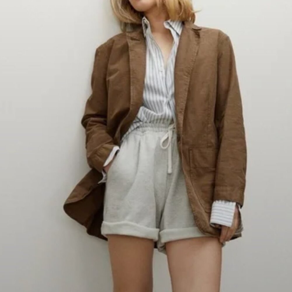 Everlane The Fatigue Blazer Brown Organic Cotton Size Small